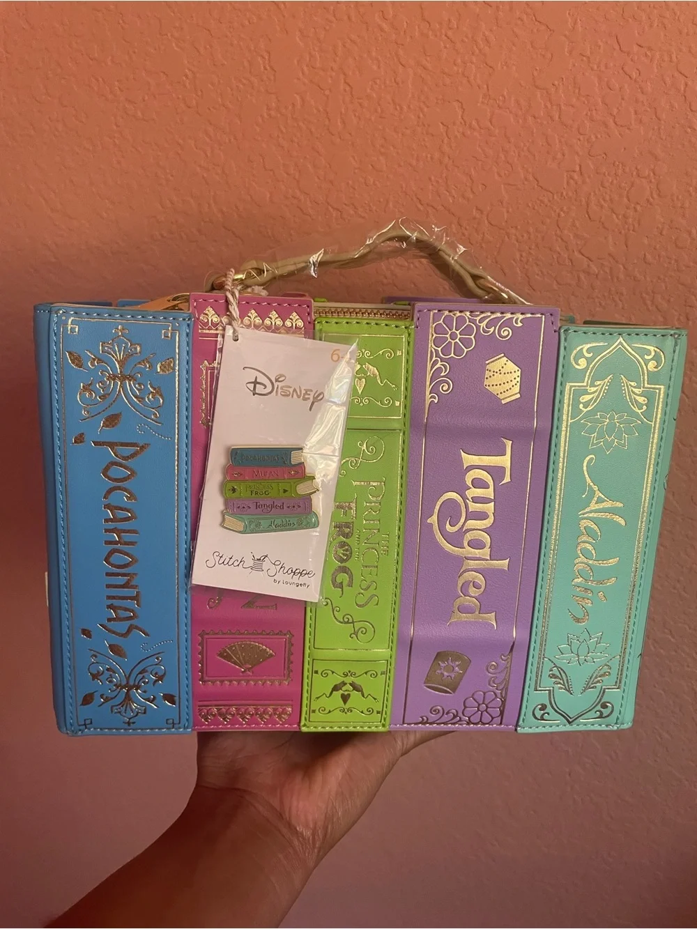Loungefly Multicolor Disney Princess Book Stack Crossbody Purse Stitch Shoppe - Picture 2 of 4